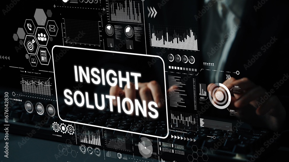 Poster professional data analysis display showcasing insights and solutions for modern business challenges 