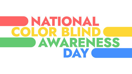 National Color Blind Awareness Day colorful text typography on white or black background banner illustration great for wishing and celebrating awareness for National Color Blind Awareness in September
