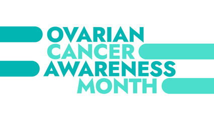 Ovarian Cancer Awareness Month colorful text typography on white or black background banner illustration great for wishing and celebrating awareness for Ovarian Cancer Awareness Month in September