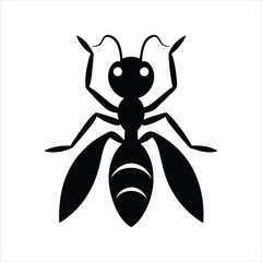 Cute Ant Logo Symbol in Black Silhouette Vector