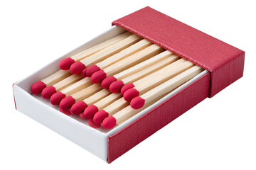 Red matchbox with wooden matches safety fire lighting