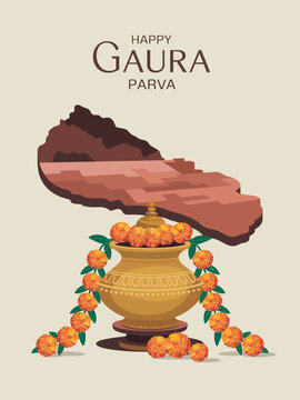 Happy Gaura Parva Nepal Hindu Festival Kalash Decoration Celebration
