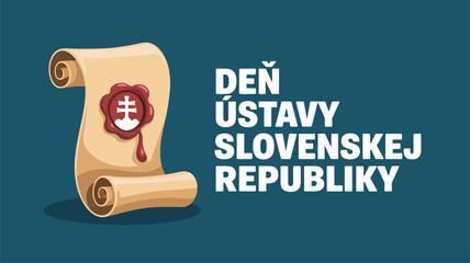 Slovakia Constitution Day National Holiday Celebration Scroll Symbol Illustration