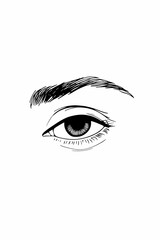 Intricate Eye Sketch: A minimalist, captivating black and white sketch of an eye, showcasing the delicate curve of the brow, the intensity of the gaze, and the inherent beauty within.