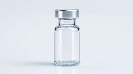 A 4K photo of 4K photo of empty vaccine vial isolated on minimalistic white background.
