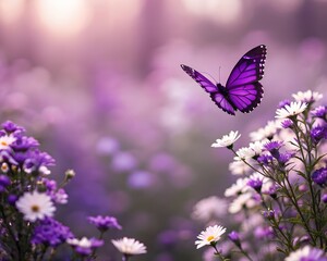 Naklejka premium butterfly wallpaper​.Blue butterflies flying gently through a mystical forest, radiant wallpaper background with magical tones, dreamy insect wings, and enchanted fantasy charm.