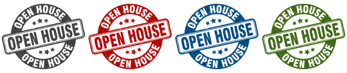 open house stamp. open house round stamp set isolated on white background