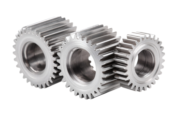 Three metallic gears interlocked teamwork machinery