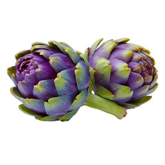 Obraz premium Two Vibrant Artichokes Isolated on Black Background Showcase Freshness and Detail