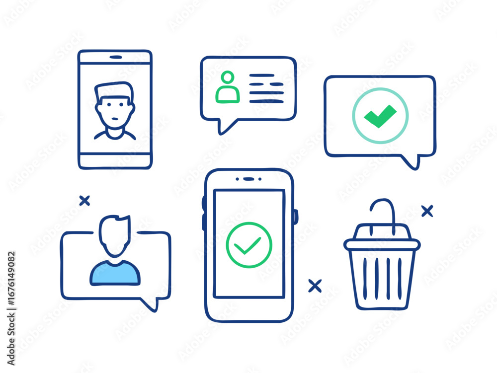 Poster digital identity verification and communication icons
