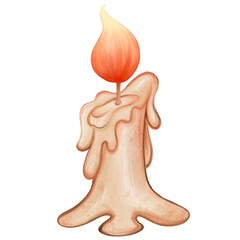 Obraz premium watercolor painting of vintage candle, Halloween decoration, other festivals 