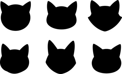 "Stylized Cat Faces Collection Black Vector Bundle