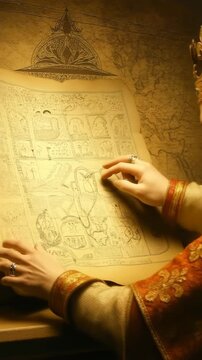 King with a map for documentaries,
Educational content on leadership or empires
Conceptual pieces about vision, planning, or legacy