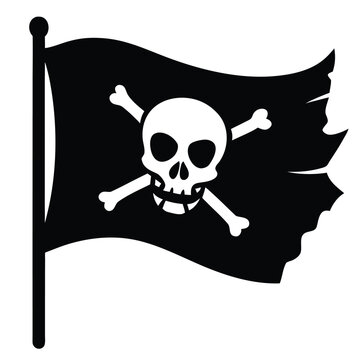 Tattered Jolly Roger Flag pirate flag skull and crossbones