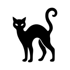 Mysterious black cat silhouette with glowing eyes, perfect for Halloween and mystical themes