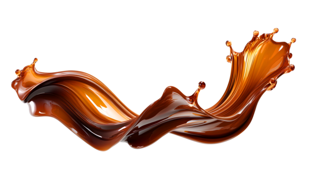 Dark Brown Liquid Splash Swirl on White fluid dynamic isolated on a transparent background