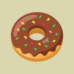 Delicious chocolate donut with colorful sprinkles, a sweet treat for any time of the day