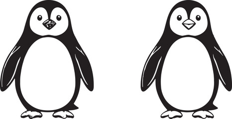 Naklejka premium Cute Black and White Penguin Vector Illustration – Cartoon Animal Graphic Design
