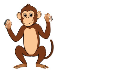 Fototapeta premium “Adorable Cartoon Monkey Vector Illustration | Playful Jungle Animal Artwork | Fun Mascot Design for Kids, Logos, Stickers, and Educational Graphics”