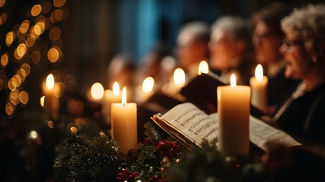 Christmas Choir Singing Carols with Candles 