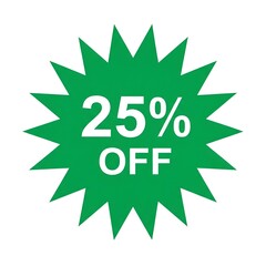 Green starburst discount badge, 25% off sale label design