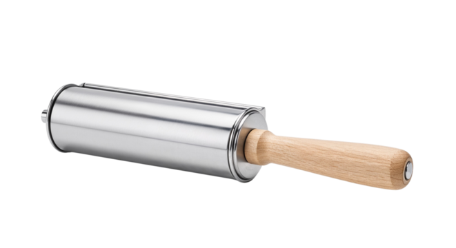 Stainless steel rolling pin with wooden handle for baking  