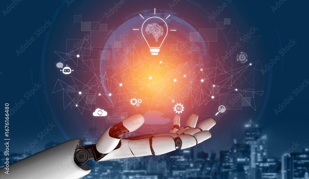 Poster ai generating innovative ideas, linking data through neural networks, enhancing automation, powering