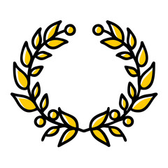 Obraz premium Yellow laurel wreath in simple graphic design style 