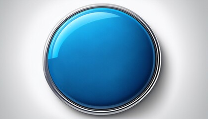 blue button on white background blue circle with shadow round circle badge for mock