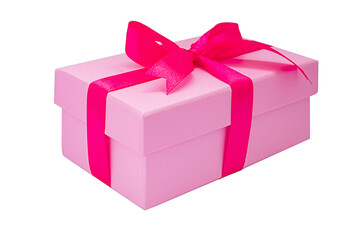 Pink Gift Isolate With Red Ribbon And Bowknot