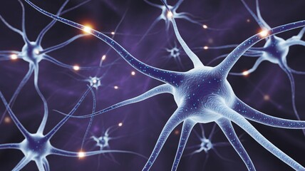 Stunning illustration of active neurons firing signals in the human brain for medical research