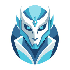 Fototapeta premium Minimal Futuristic Mask in White and Blue