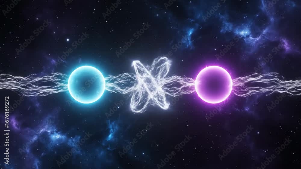Poster quantum entanglement visualization - a captivating visualization of quantum entanglement, showcasing