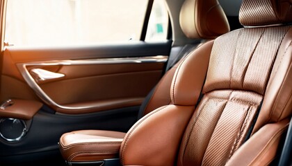 Obraz premium luxury car seats with leather upholstery detail
