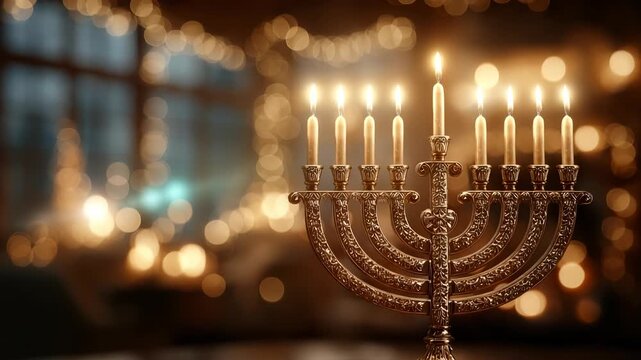Hanukkah light: menorah glow, candle flame, jewish holiday, sacred ritual, festive joy, traditional observance, spiritual meaning, ancient miracle, communal gathering, winter celebration