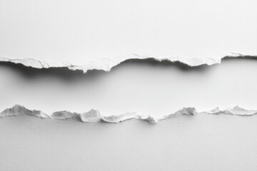 Fototapeta premium Two horizontal strips of white paper, torn