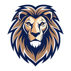 Obraz premium Noble Lion Logo with Concentric Mane Layers and Symmetrical Face in Elite Vector Design
