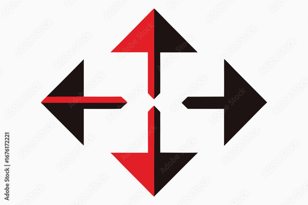 Poster set of four minimalist arrow icons in multiple colors