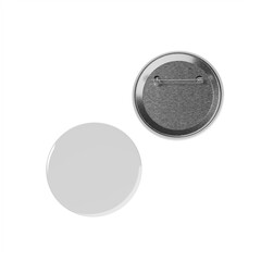 Metal pin badge button front and back mockup top view isolated on transparent background 3d render
