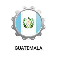 Guatemalan national flag design inside a metallic bottle cap icon