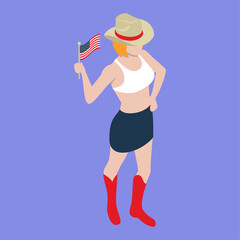 Patriotic Cowgirl Celebrating Independence Day in Style