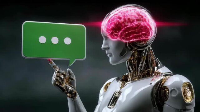 Artificial intelligence stream: chatbot concept, neural circuit, video memory, data flow, virtual assistant, futuristic interface, smart dialogue, coded response, network input, analytical brain