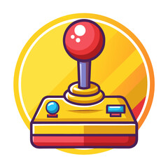 Retro Yellow-Background Joystick Icon with Bold Outlines © Background