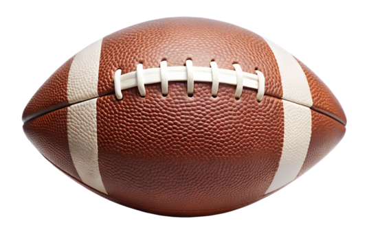 An american football isolated on transparent background, ready for action on the field, symbolizing teamwork and athletic competition