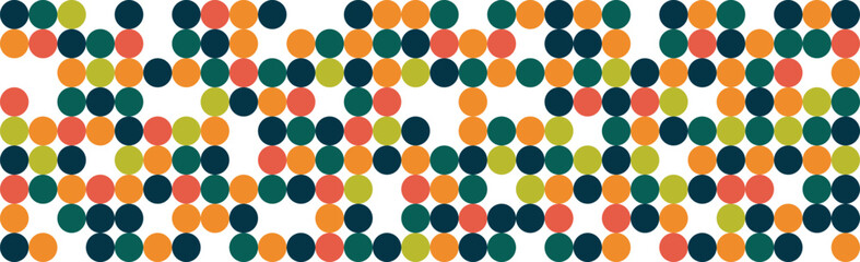 Panoramic abstract background of colorful circles, web template, Bauhaus style - Vector illustration