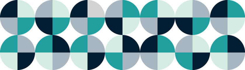 Obraz premium Panoramic abstract background of colorful circles, web template, Bauhaus style - Vector illustration