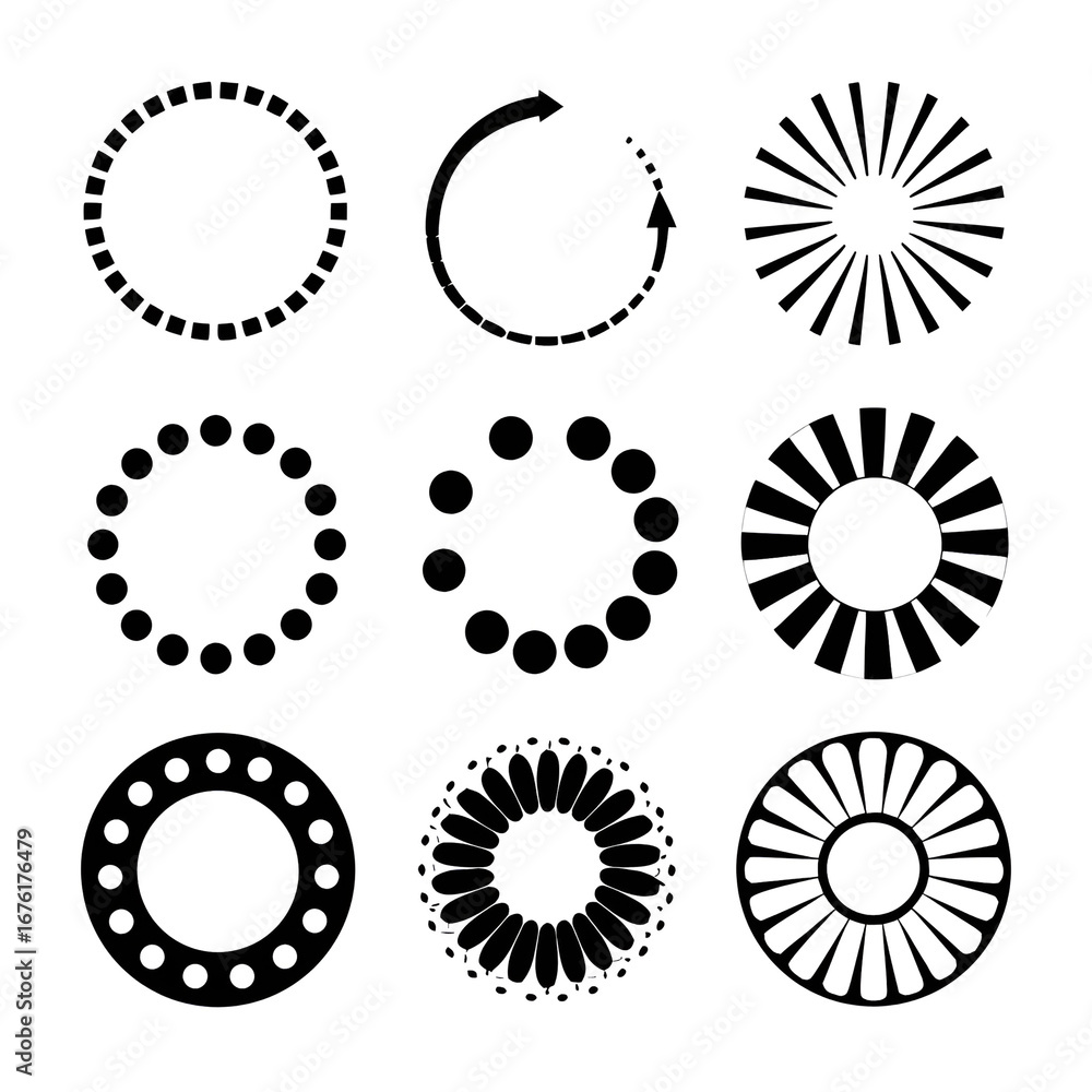 Fototapete set of circular loading icons in different styles.