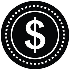dollar coin silhouette vector icon