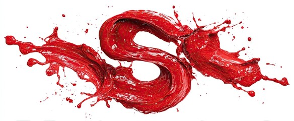 Red liquid splashes forming a letter S