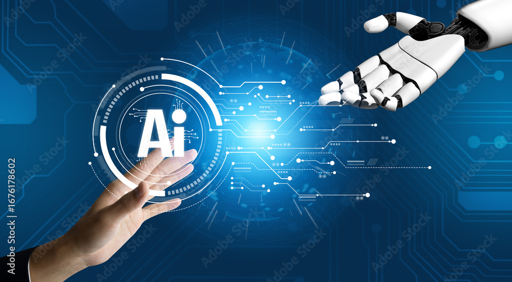 Fototapete ai assistant brain processor with llm technology, big data, machine learning, generative ai for busi